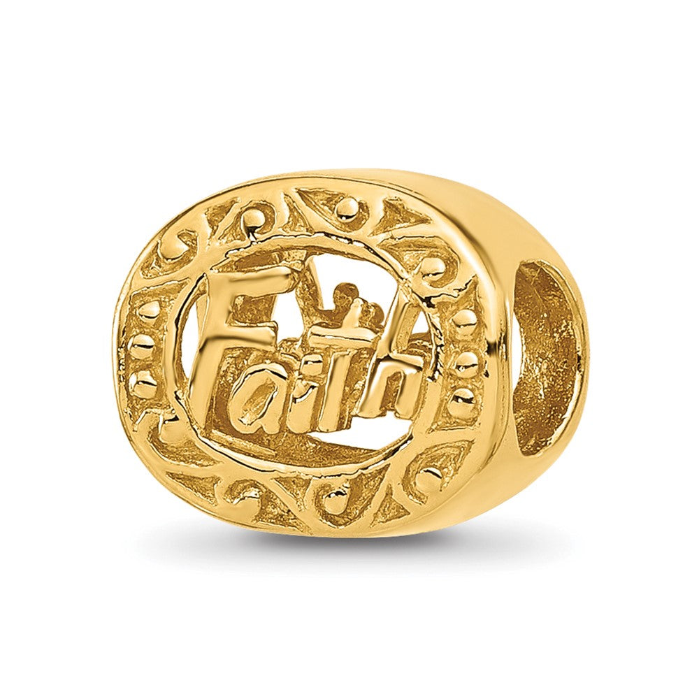 Sterling Silver Reflections Gold plated Floral Faith Oval Bead