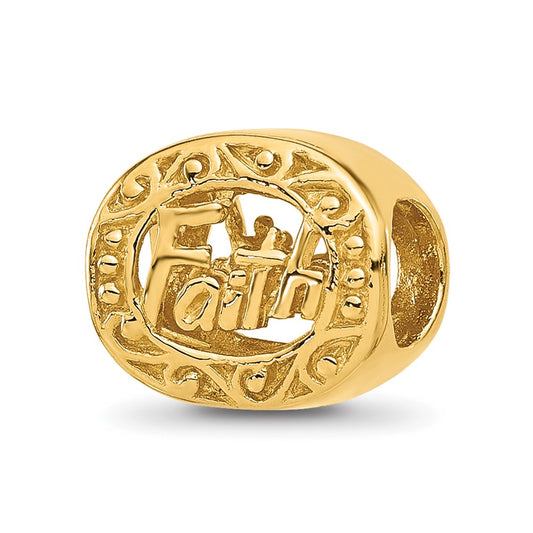 Sterling Silver Reflections Gold plated Floral Faith Oval Bead