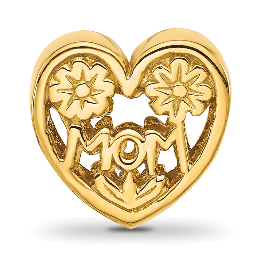Sterling Silver Reflections Gold plated Floral Mom Heart Bead