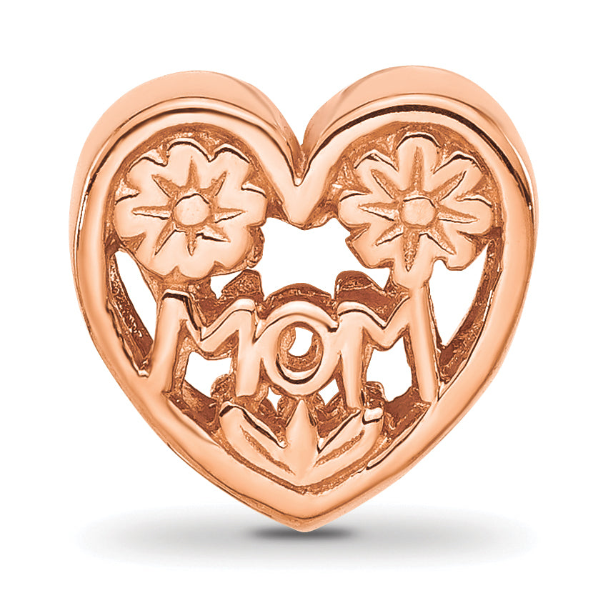 Sterling Silver Reflections Rose Gold plated Floral Mom Heart Bead