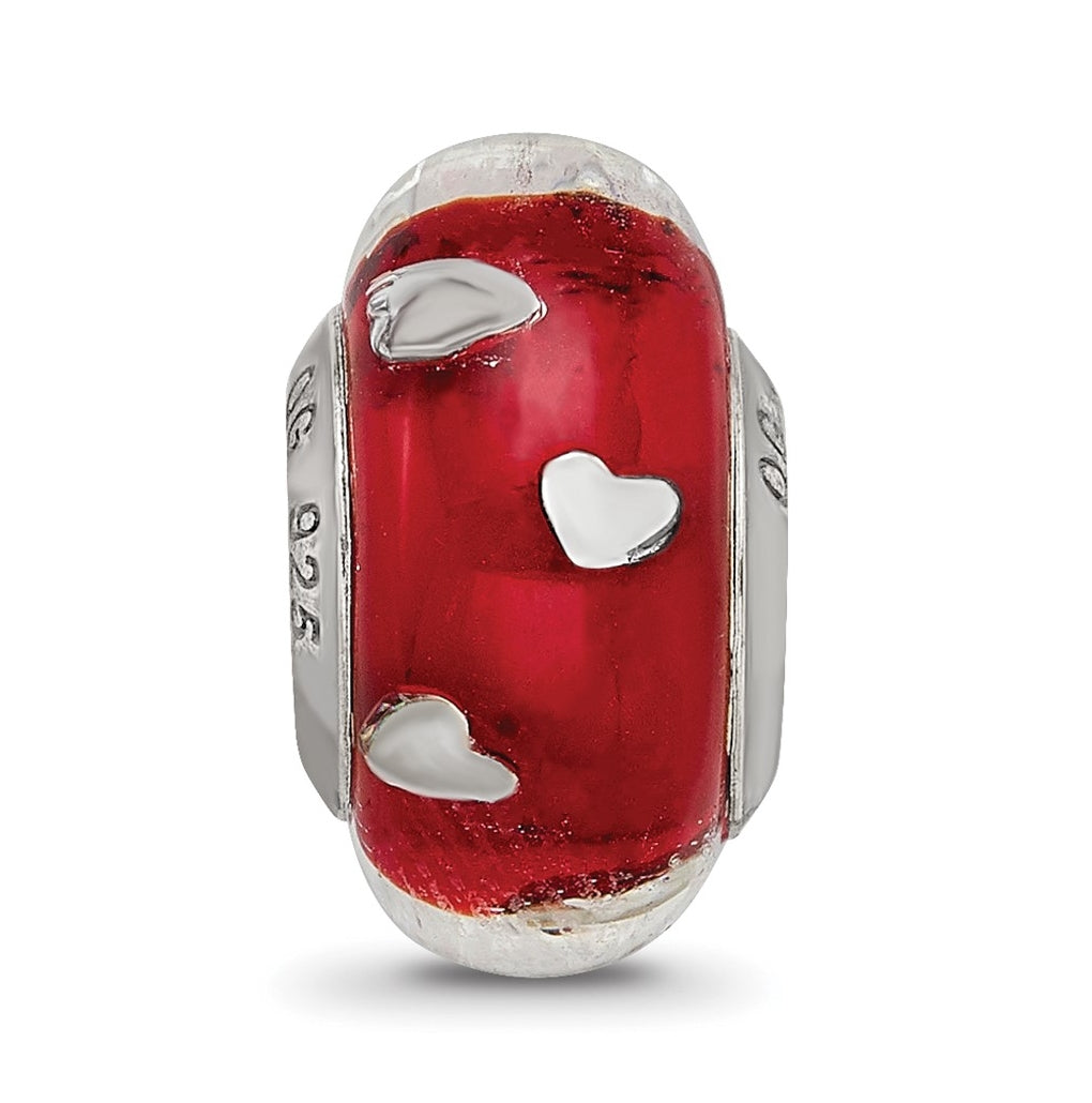 Sterling Silver Reflections Red Hearts Italian Glass Bead – Elegant Jewelry Gift for Birthday, Anniversary, Engagement, Wedding