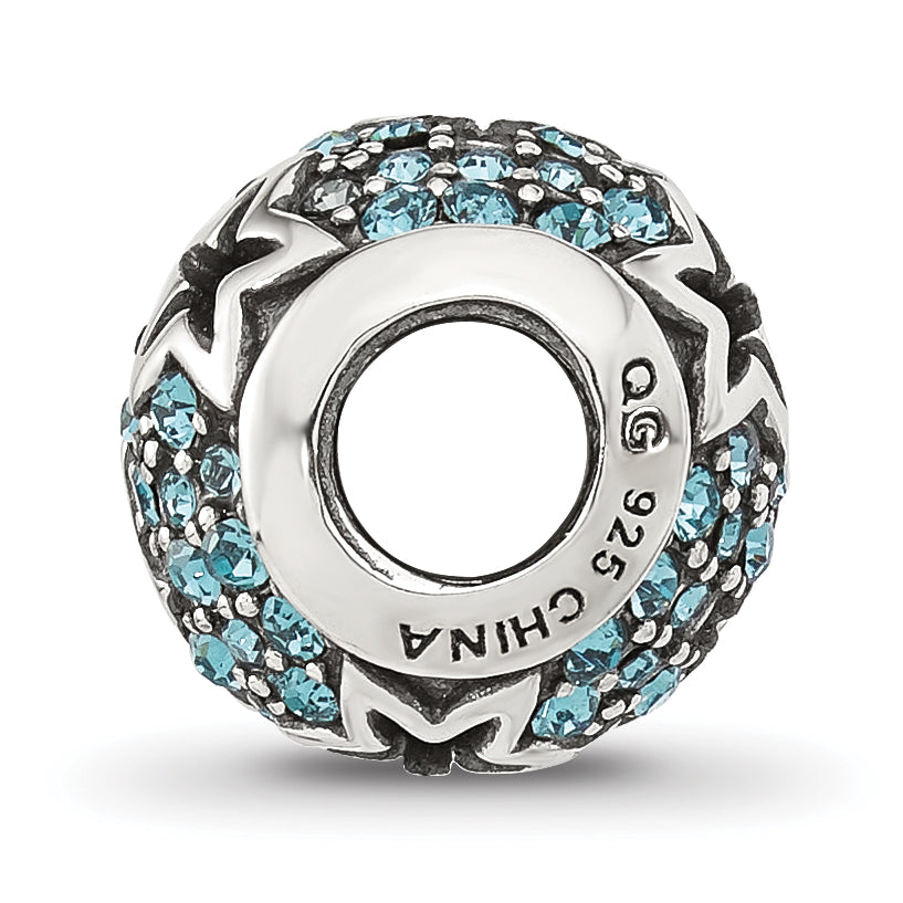 Sterling Silver Reflections Blue Cubic Zirconia Stars Round Bead