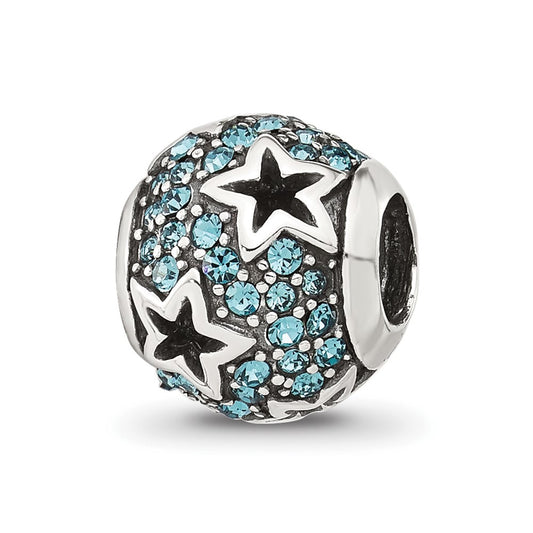 Sterling Silver Reflections Blue Cubic Zirconia Stars Round Bead
