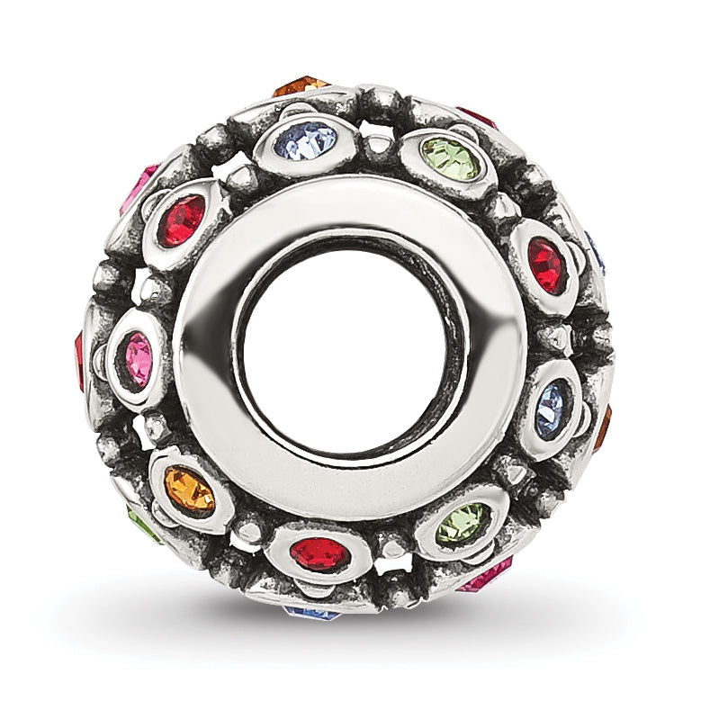 Sterling Silver Reflections Multi-color Cubic Zirconia Round Bead