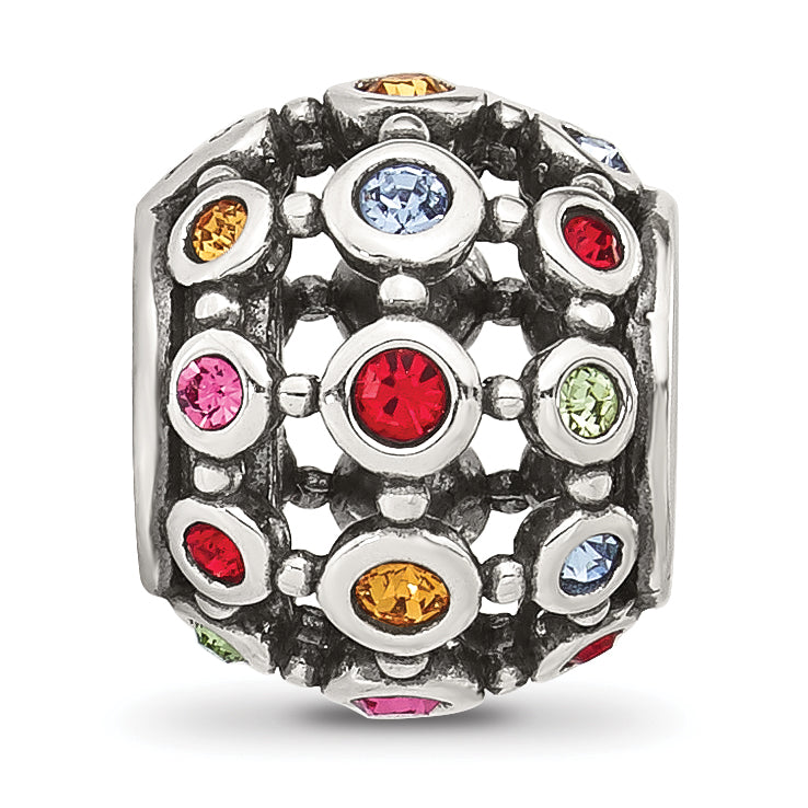 Sterling Silver Reflections Multi-color Cubic Zirconia Round Bead