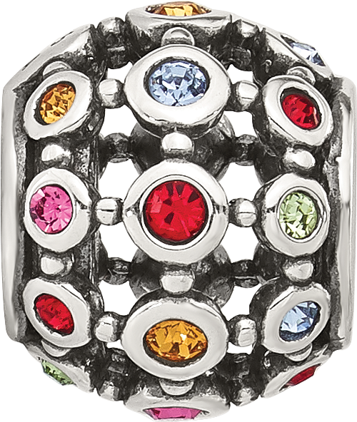 Sterling Silver Reflections Multi-color Cubic Zirconia Round Bead