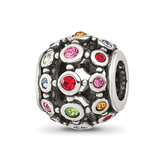 Sterling Silver Reflections Multi-color Cubic Zirconia Round Bead
