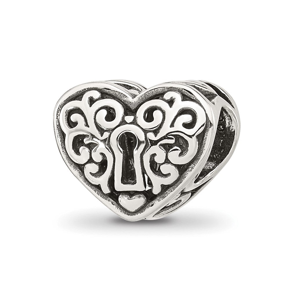 Sterling Silver Reflections Polished Heart Lock Bead