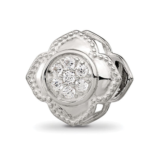 Sterling Silver Reflections Polished Cubic Zirconia Floral Nana Bead