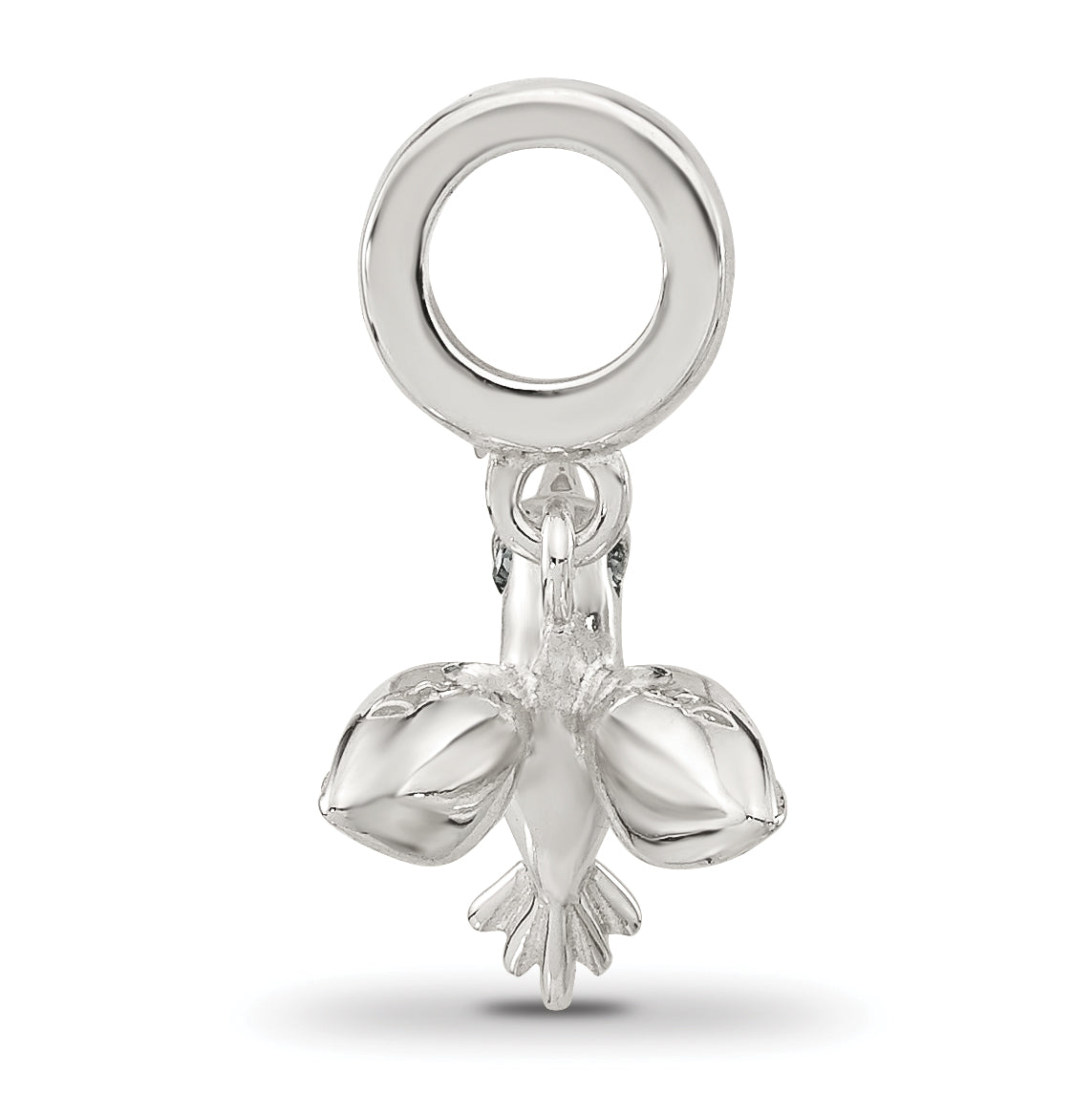 Sterling Silver Reflections Blue Cubic Zirconia Hummingbird Dangle Bead