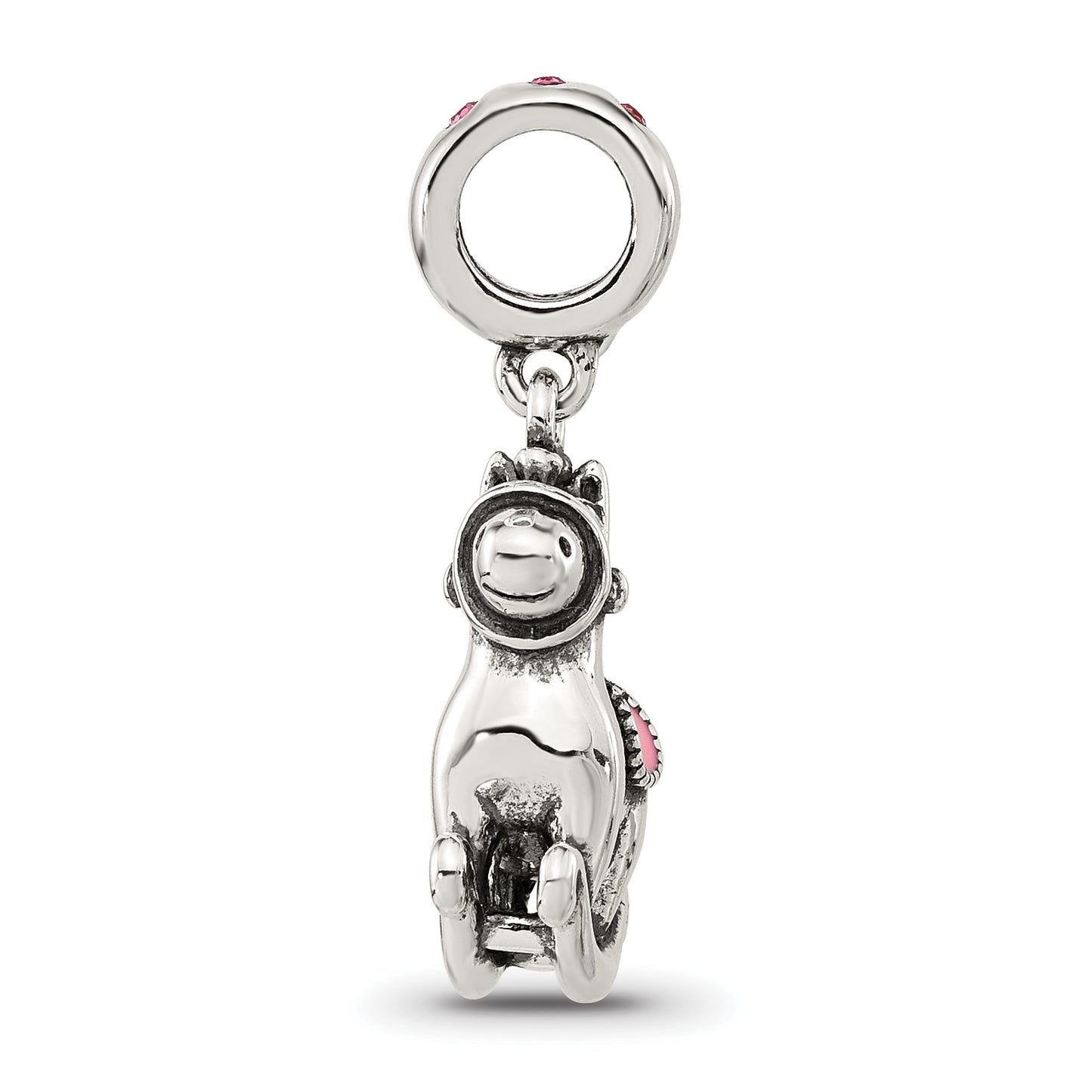 Sterling Silver Reflections Cubic Zirconia & Enamel Rocking Horse Lob Clasp Bead