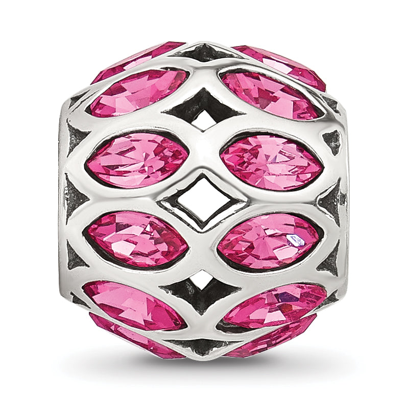 Sterling Silver Reflections Red Cubic Zirconia Round Bead