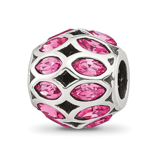 Sterling Silver Reflections Red Cubic Zirconia Round Bead