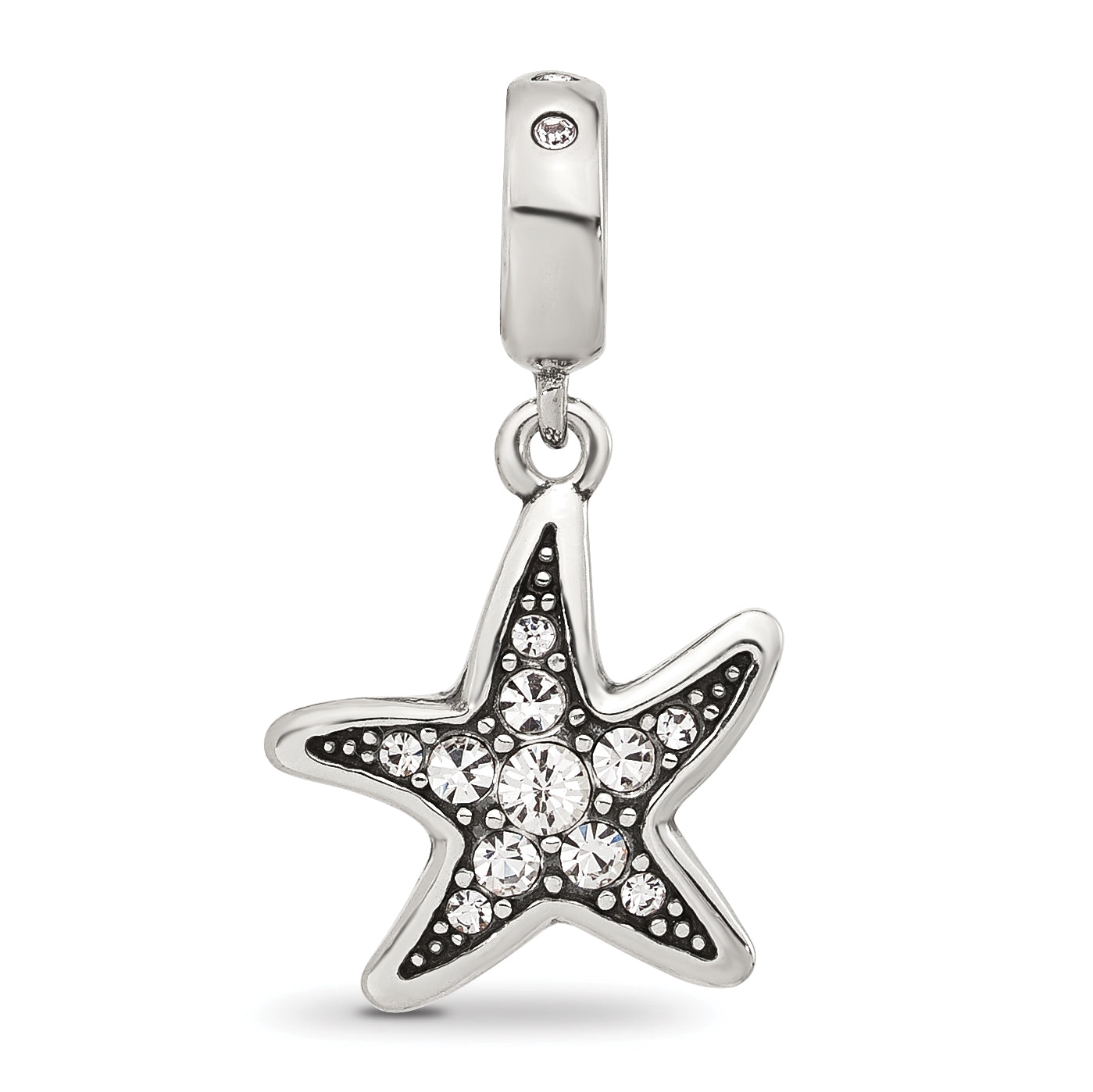 Sterling Silver Reflections Clear Cubic Zirconia Starfish Dangle Bead