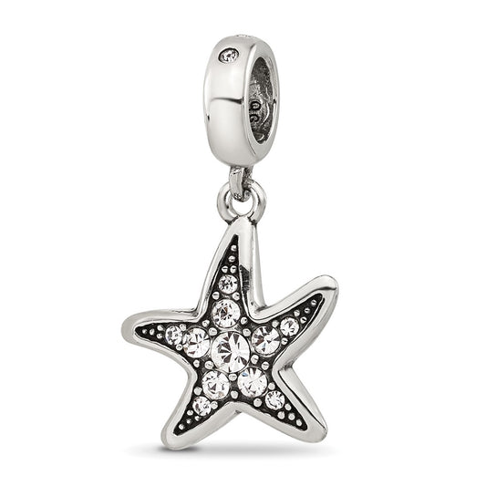 Sterling Silver Reflections Clear Cubic Zirconia Starfish Dangle Bead