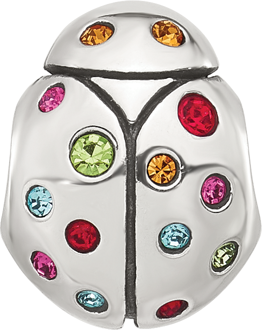 Sterling Silver Reflections Multi-color Cubic Zirconia Lady Bug Bead