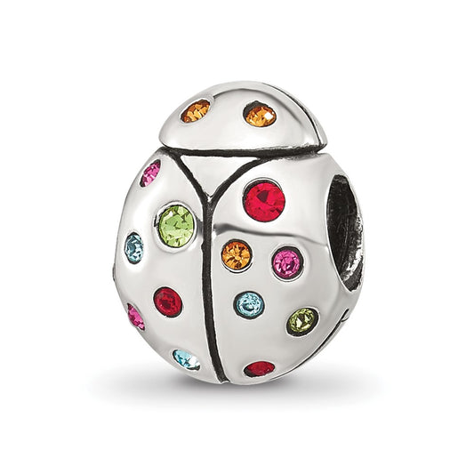 Sterling Silver Reflections Multi-color Cubic Zirconia Lady Bug Bead