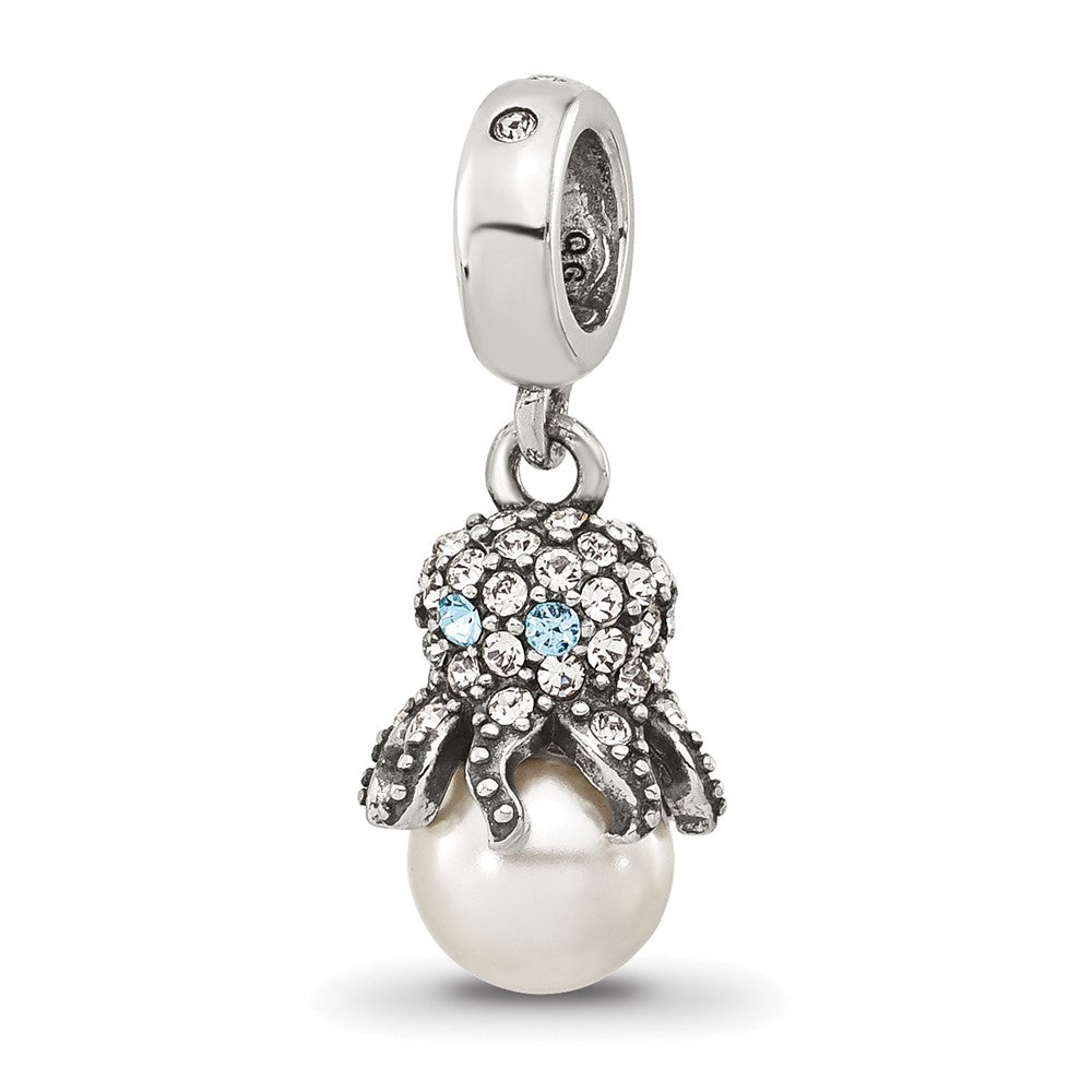 Sterling Silver Reflections Cubic Zirconia & Freshwater Cultured Pearl Octopus Bead
