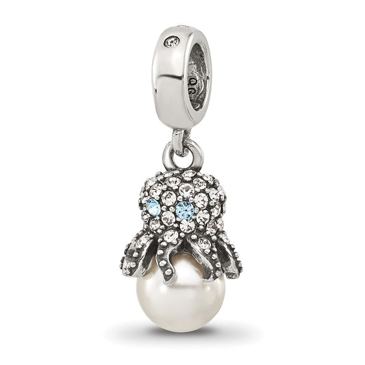 Sterling Silver Reflections Cubic Zirconia & Freshwater Cultured Pearl Octopus Bead
