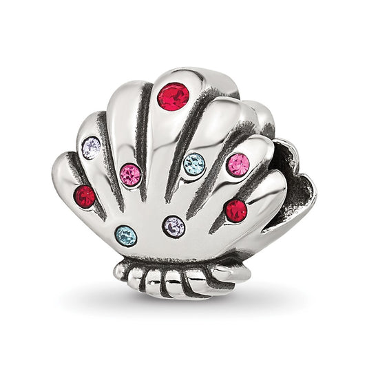 Sterling Silver Reflections Multi-color Cubic Zirconia Shell Bead