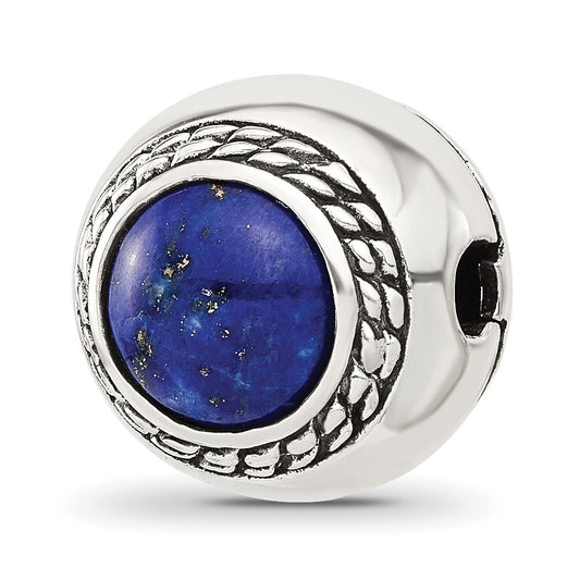 Sterling Silver Reflections Lapis Lazuli Lucky Stone Hinged Bead