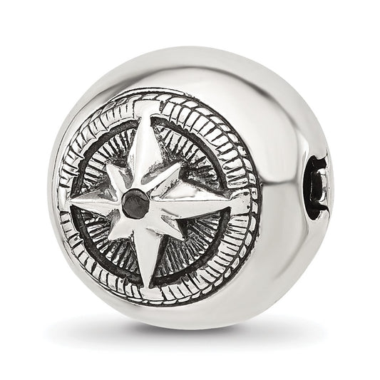 Sterling Silver Reflections Round Star Compass Hinged Bead