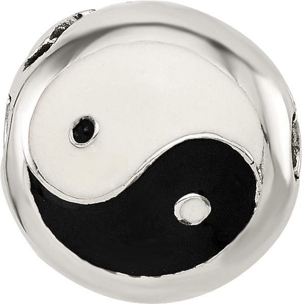Sterling Silver Reflections Enameled Yin Yang Hinged Bead