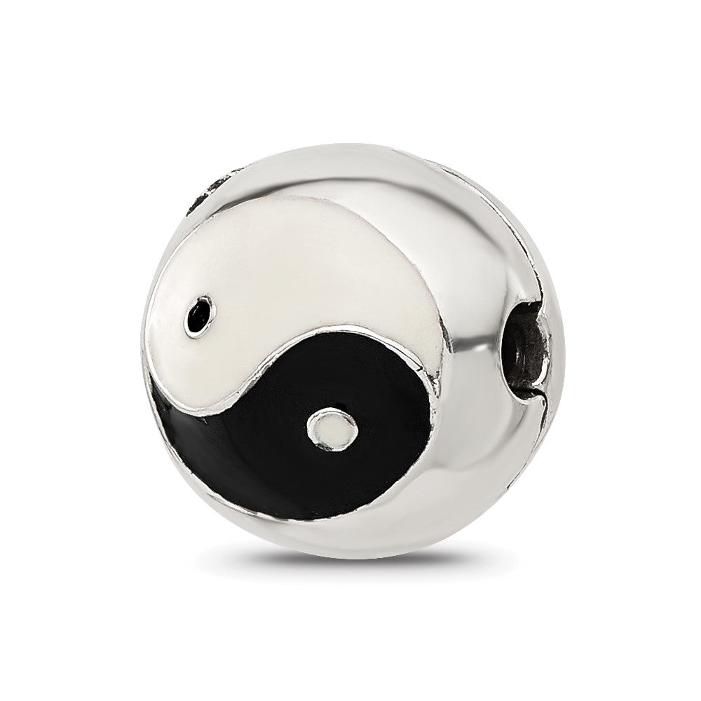 Sterling Silver Reflections Enameled Yin Yang Hinged Bead