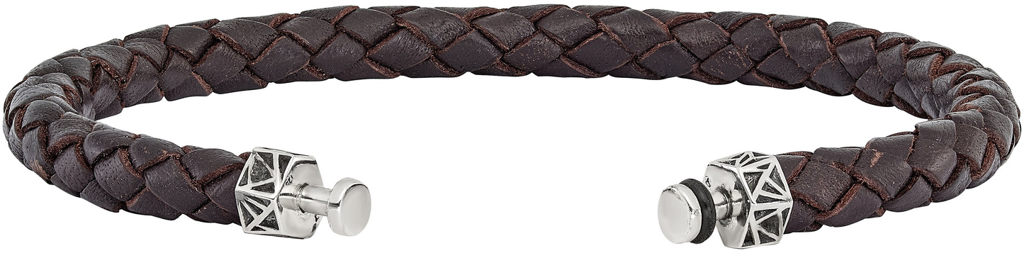 Sterling Silver Reflections 6mm Brown Gen. Leather 8in Bracelet/Bead not included, sold seperately