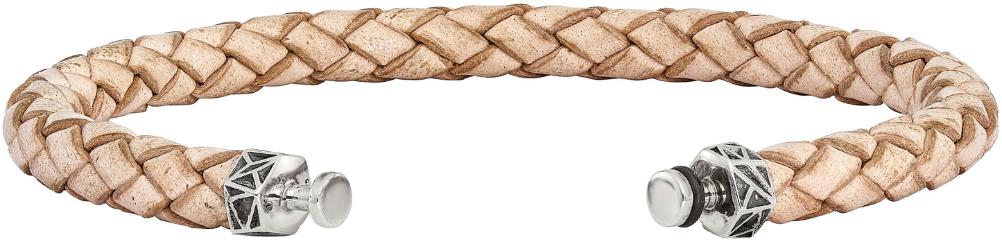 Sterling Silver Reflections 6mm Tan Gen. Leather 8.5in Bracelet/Bead not included, sold seperately