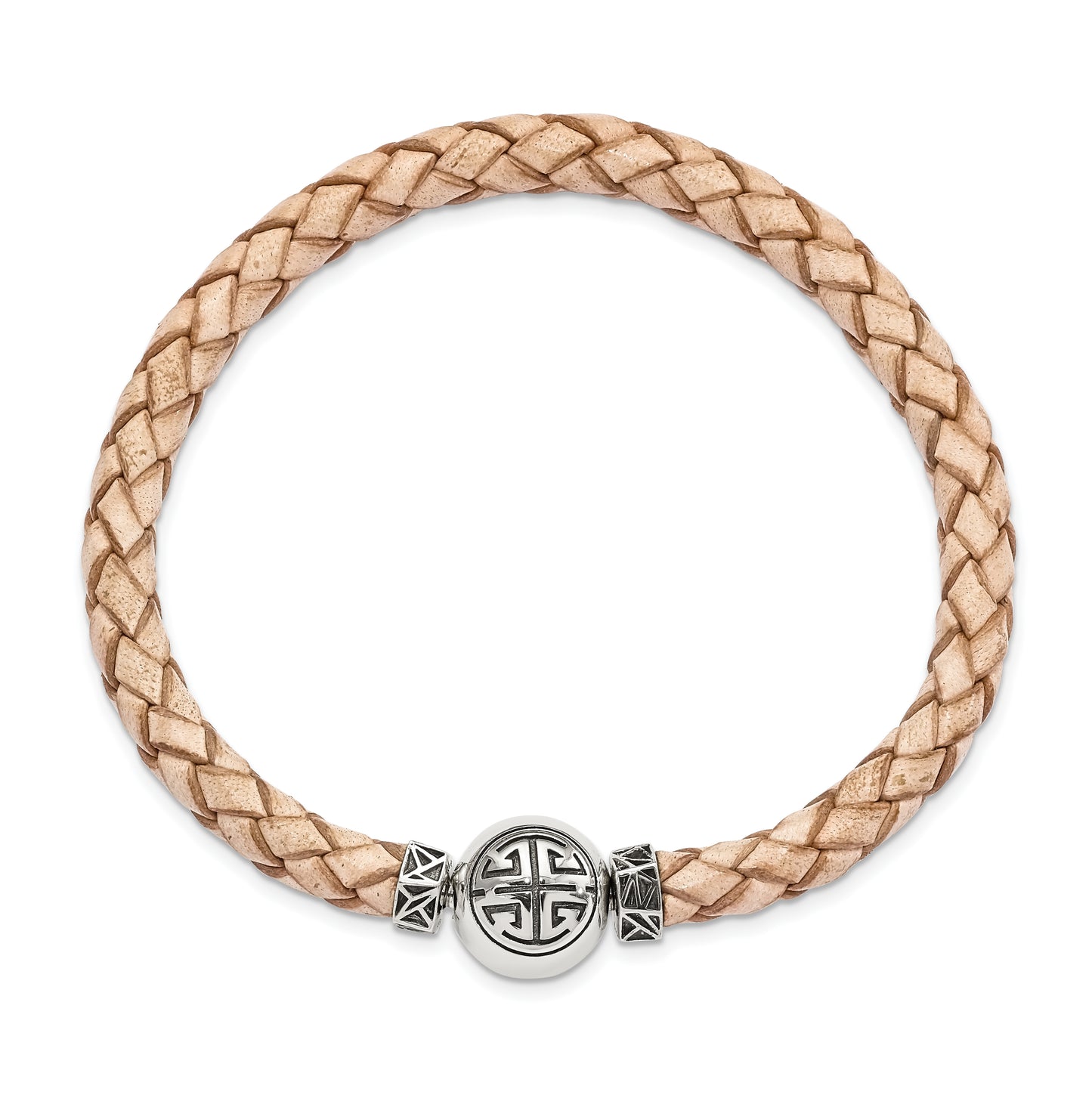 Sterling Silver Reflections 6mm Tan Gen. Leather 8.5in Bracelet/Bead not included, sold seperately