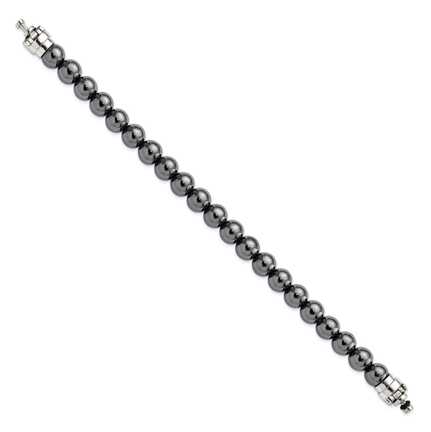 Sterling Silver Reflections 10mm Hematite Beaded 8in Bracelet/Bead not included, sold seperately