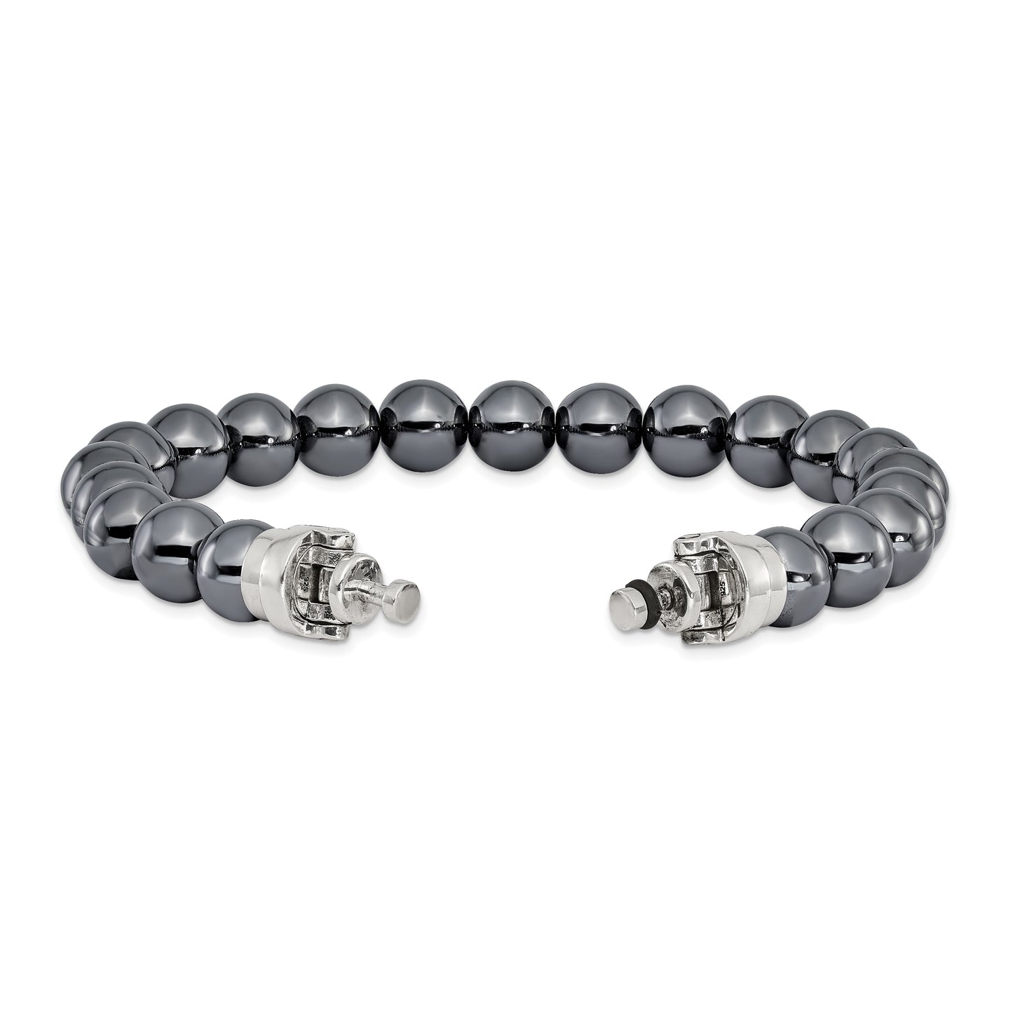 Sterling Silver Reflections 10mm Hematite Beaded 8in Bracelet/Bead not included, sold seperately