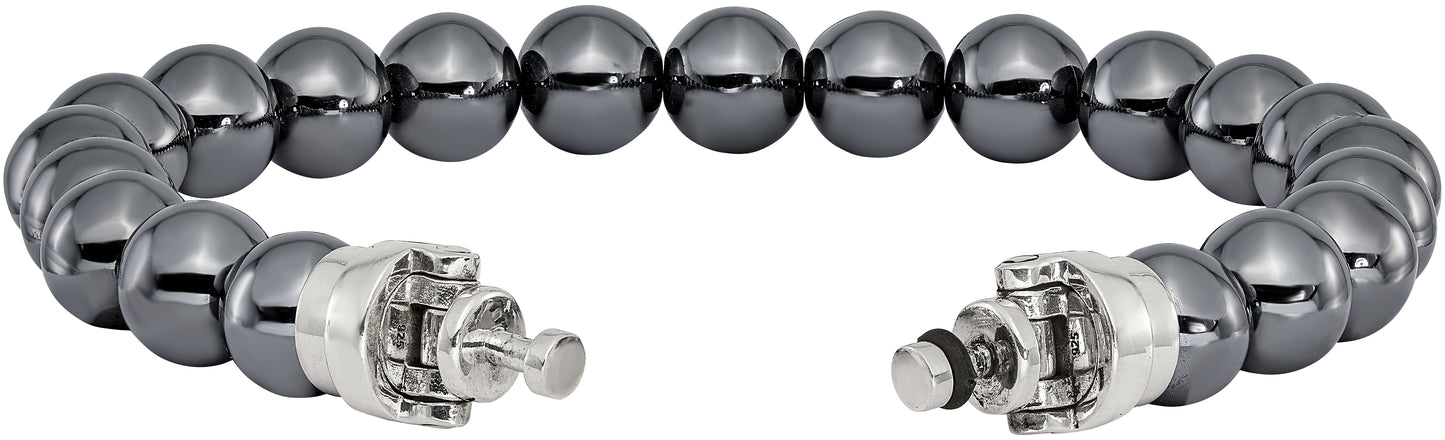 Sterling Silver Reflections 10mm Hematite Beaded 8.5in Bracelet/Bead not included, sold seperately