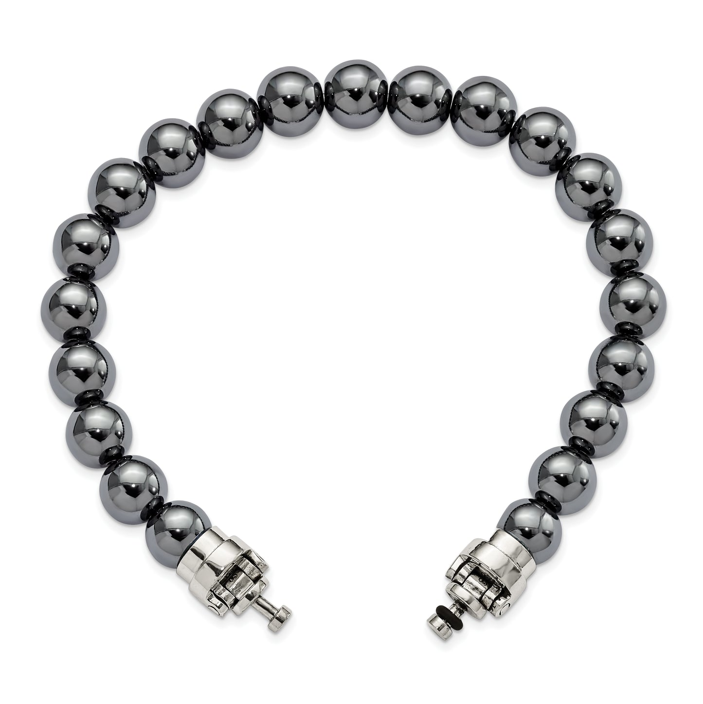 Sterling Silver Reflections 10mm Hematite Beaded 8in Bracelet/Bead not included, sold seperately