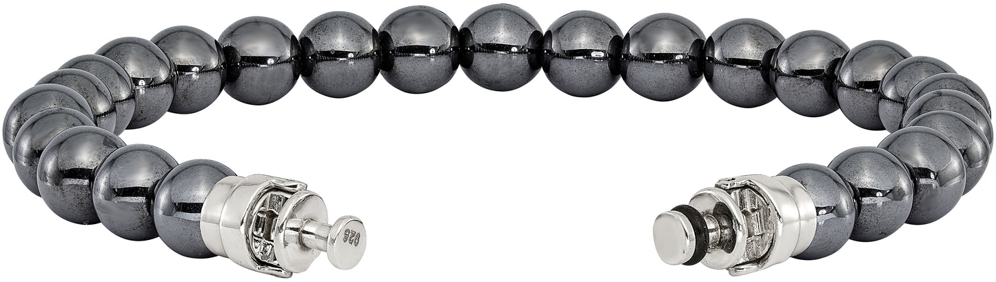Sterling Silver Reflections 8mm Hematite Beaded 8in Bracelet/Bead not included, sold seperately