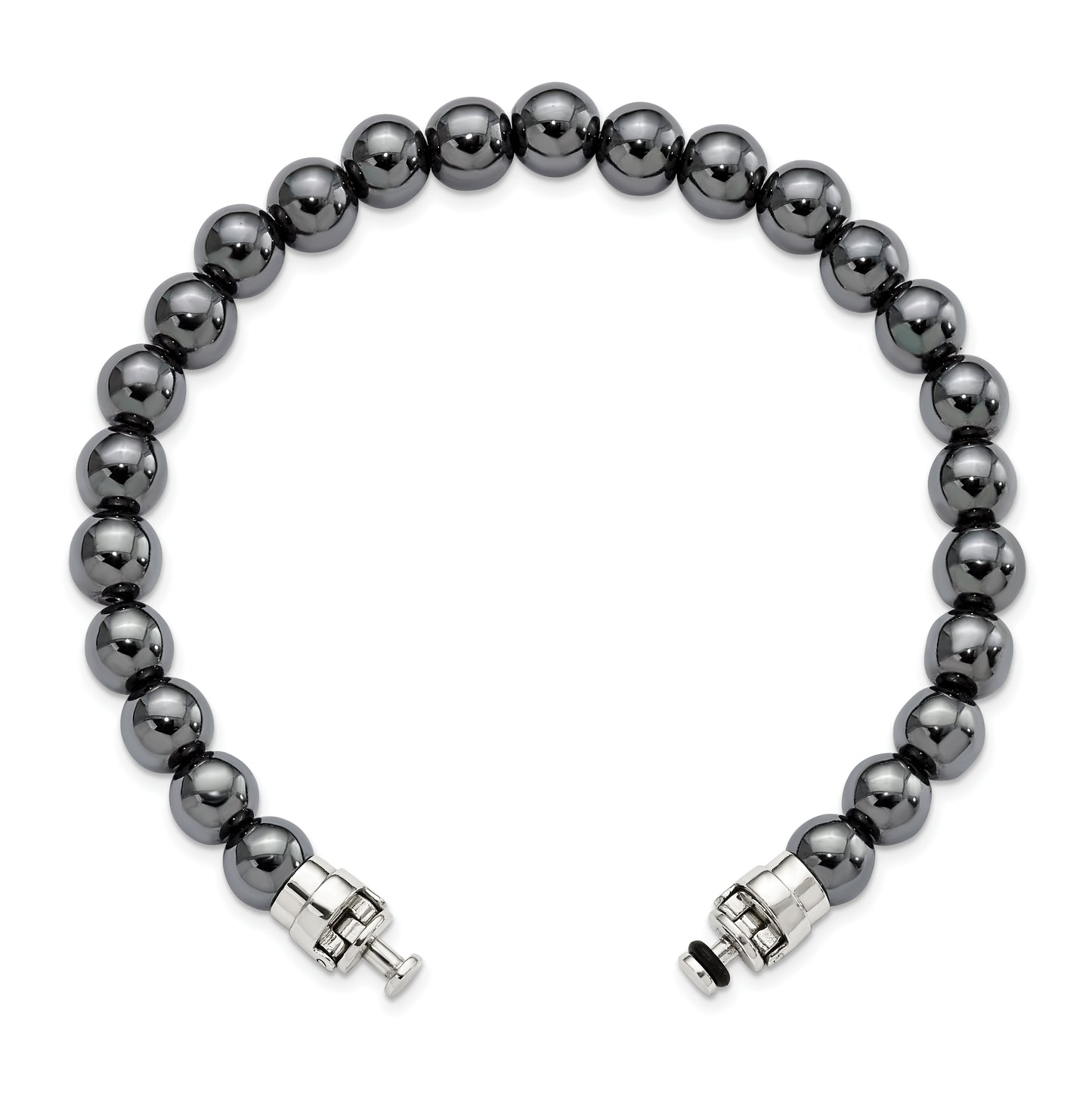 Sterling Silver Reflections 8mm Hematite Beaded 8in Bracelet/Bead not included, sold seperately