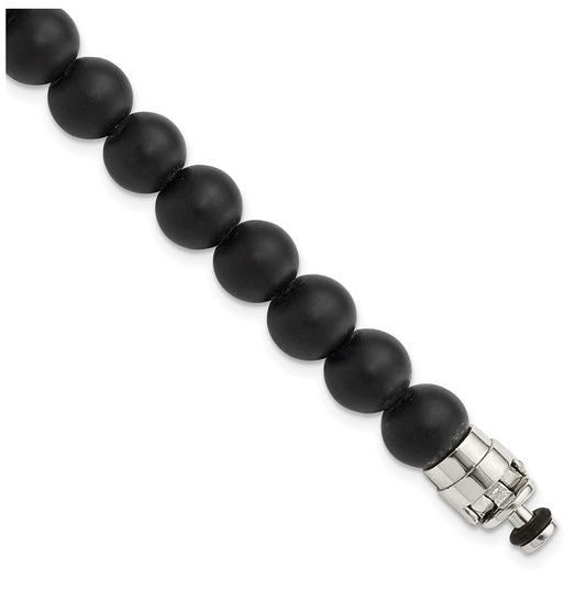 Sterling Silver Reflections 8mm Matte Black Onyx Beaded 8in Bracelet/Bead not included, sold seperately