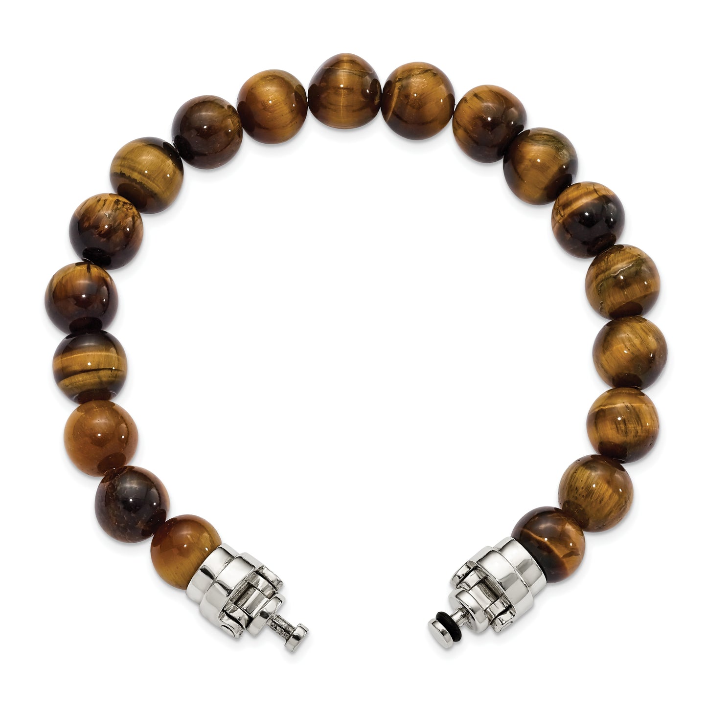 Sterling Silver Reflections 10mm Tigers Eye Beaded 8.5in Bracelet/Bead not included, sold seperately