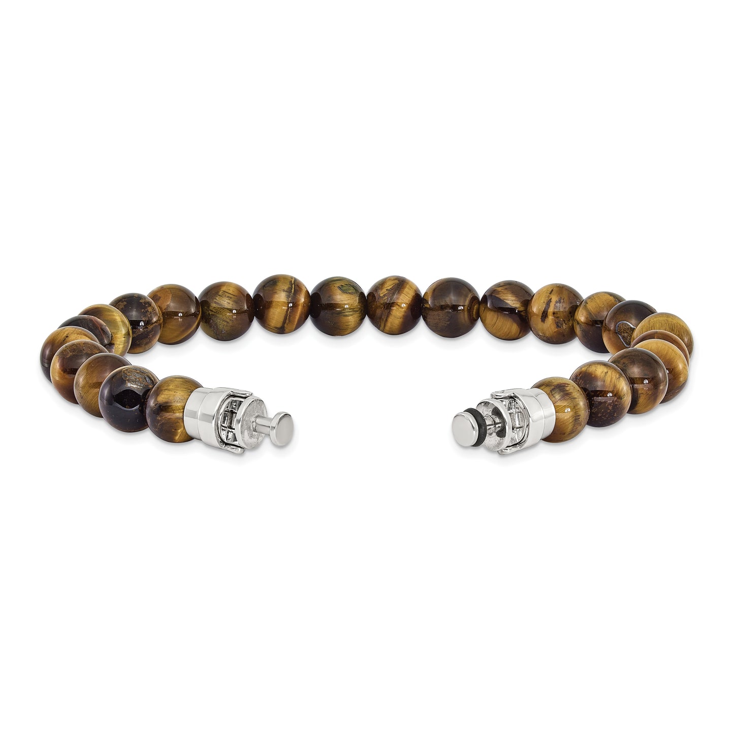 Sterling Silver Reflections 8mm Tigers Eye Beaded 8.5in Bracelet/Bead not included, sold seperately