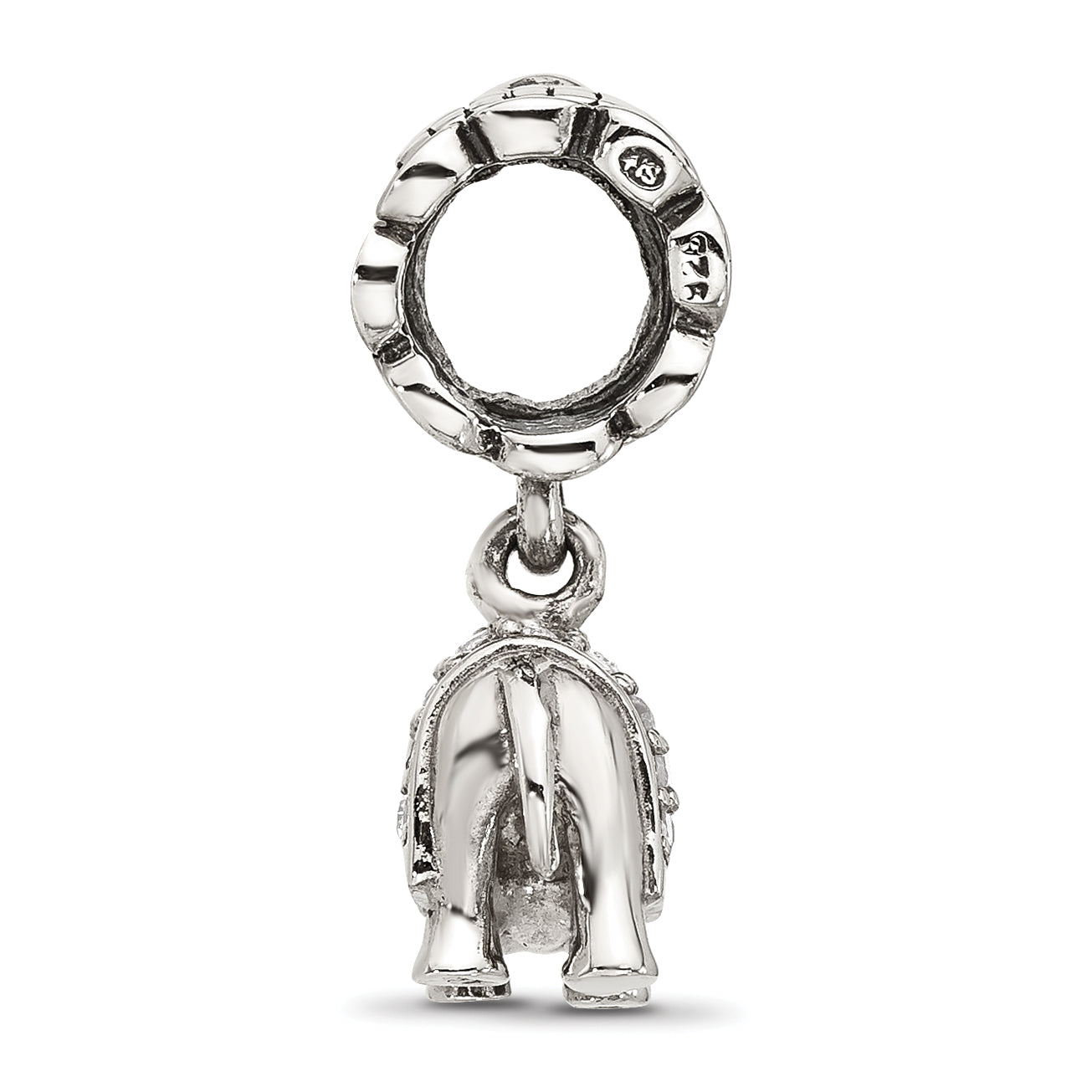 Sterling Silver Reflections Cubic Zirconia Elephant Dangle Bead