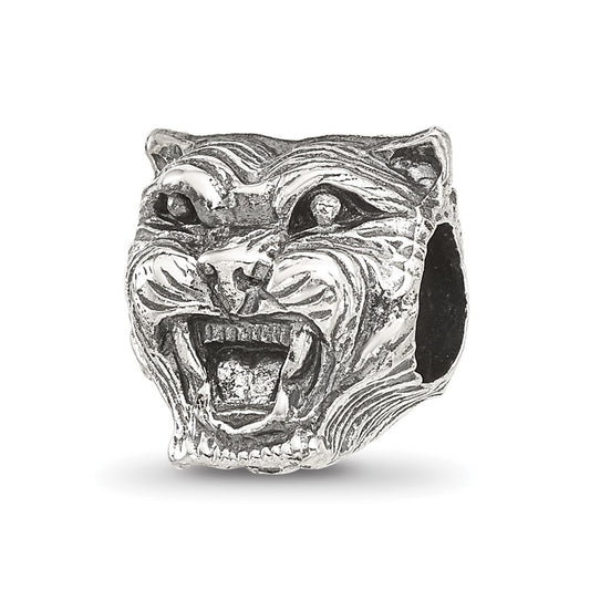 Sterling Silver Reflections Antiqued Tiger Head Bead