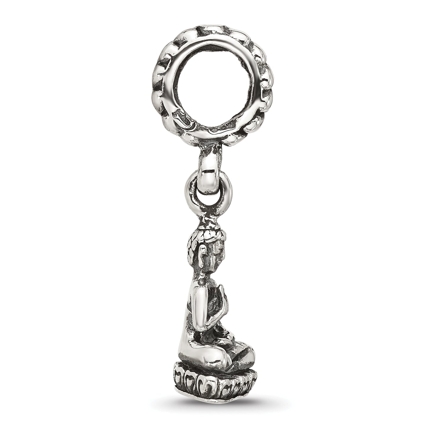Sterling Silver Reflections Antiqued Budda Dangle Bead