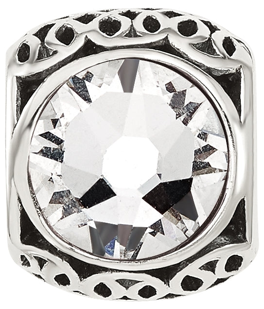 Sterling Silver Reflections Antiqued Clear Swarovski Crystal-Bead