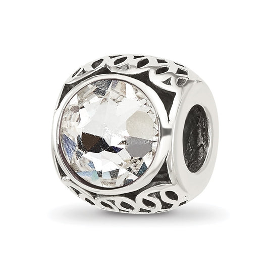 Sterling Silver Reflections Antiqued Clear Swarovski Crystal-Bead