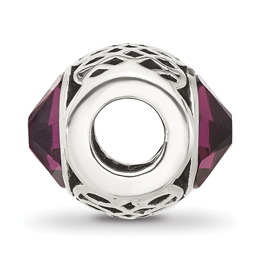 Sterling Silver Reflections Antiqued Purple Swarovski Crystal Bead