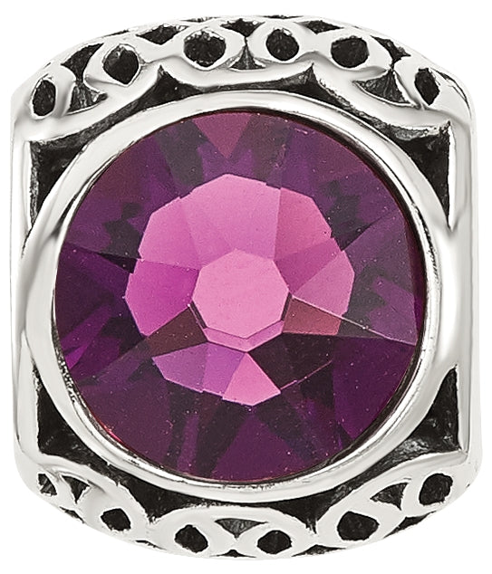 Sterling Silver Reflections Antiqued Purple Swarovski Crystal Bead
