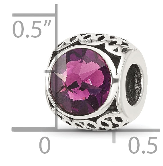 Sterling Silver Reflections Antiqued Purple Swarovski Crystal Bead