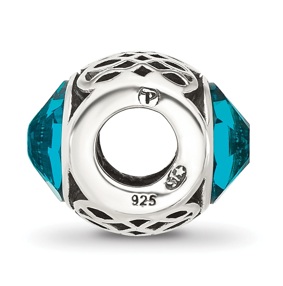 Sterling Silver Reflections Antiqued Teal Swarovski Crystal Bead