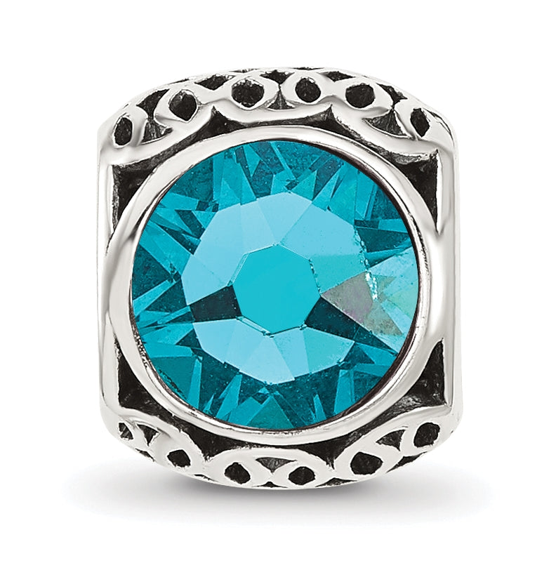 Sterling Silver Reflections Antiqued Teal Swarovski Crystal Bead